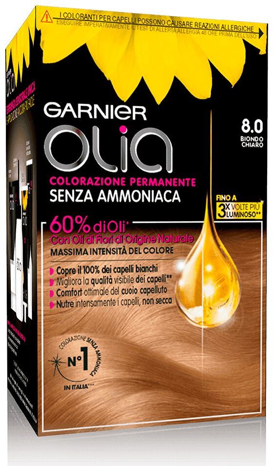 Garnier Olia  Colorazione Permanente Senza Ammoniaca 8,0 Biondo Chiaro