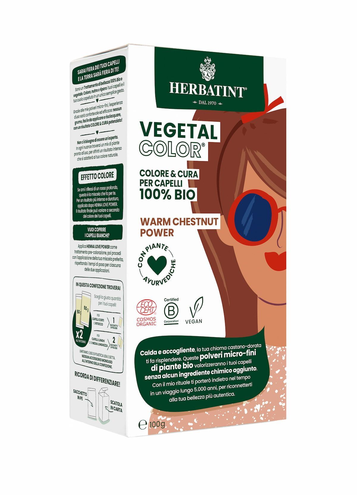 Herbatint Vegetal Warm Chestnut Power Colorazione Capelli 100g
