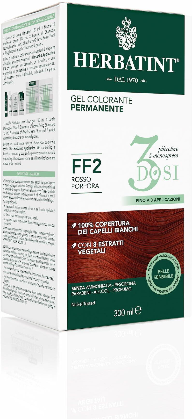 Herbatint Gel Colorante Permanente 3 Dosi Ff2 Rosso Porpora 300ml