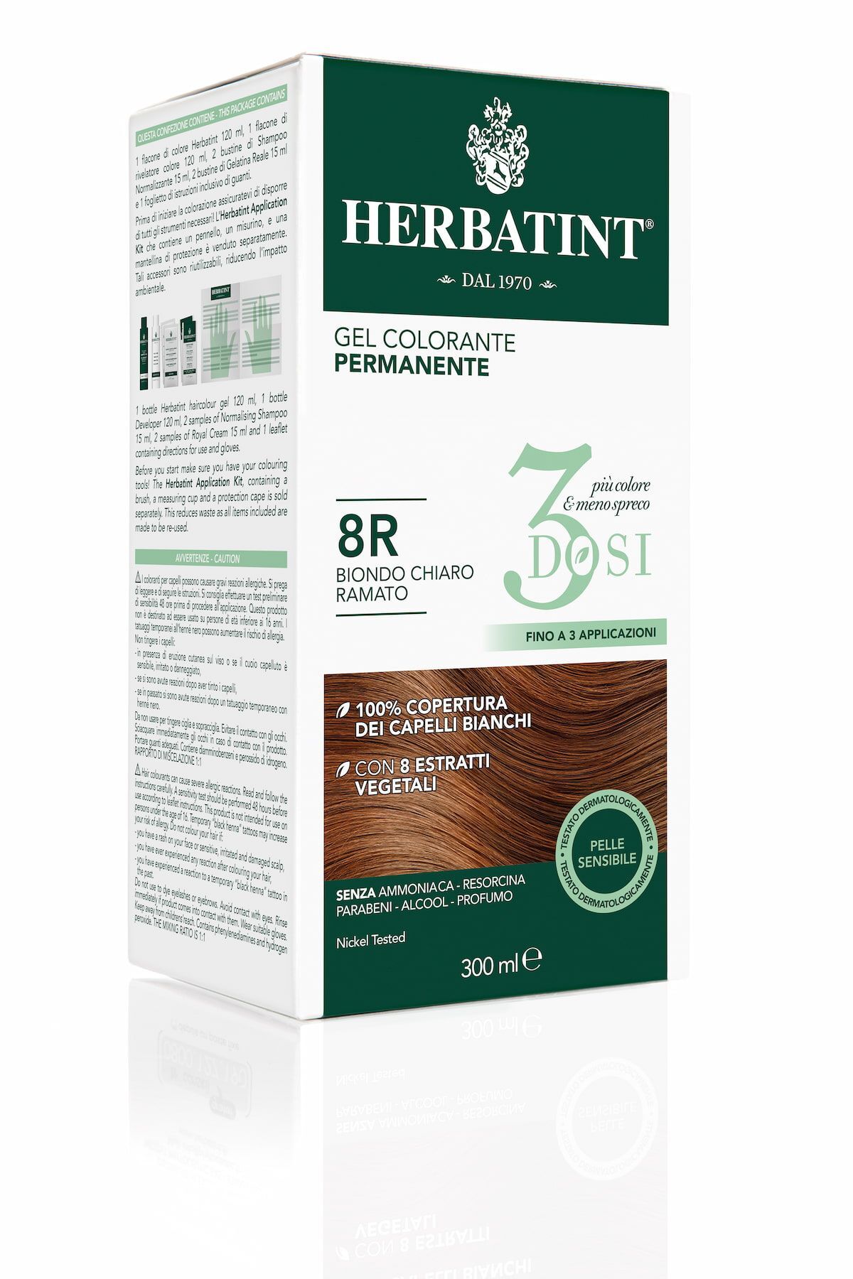 Herbatint Gel Colorante Permanente 3 Dosi 8r Biondo Chiaro Ramato 300ml