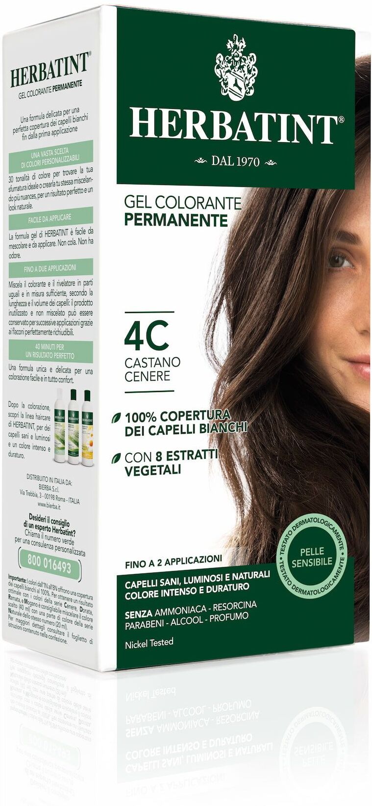 Herbatint Gel Colorante Permanente 4c Castano Cenere 150ml