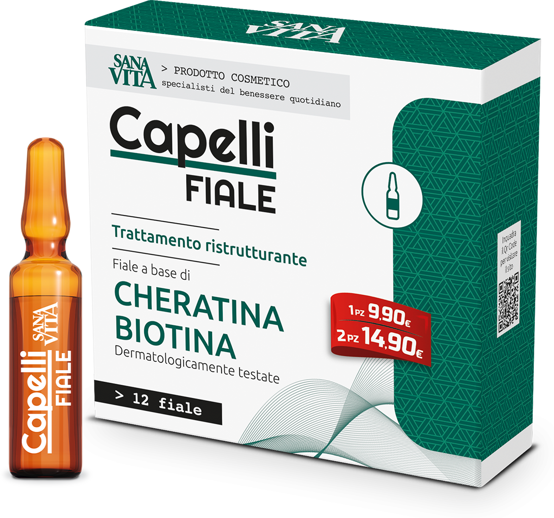 Sanavita Capelli Trattamento Ristrutturante Cheratina Biotina 12 Fiale