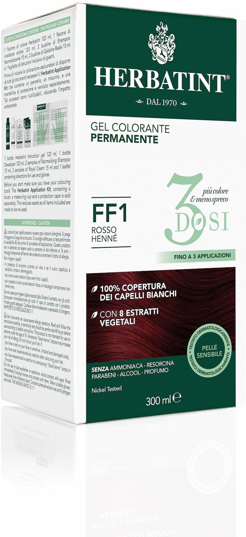 Herbatint Gel Colorante Permanente 3 Dosi Ff1 Rosso Henné 300ml