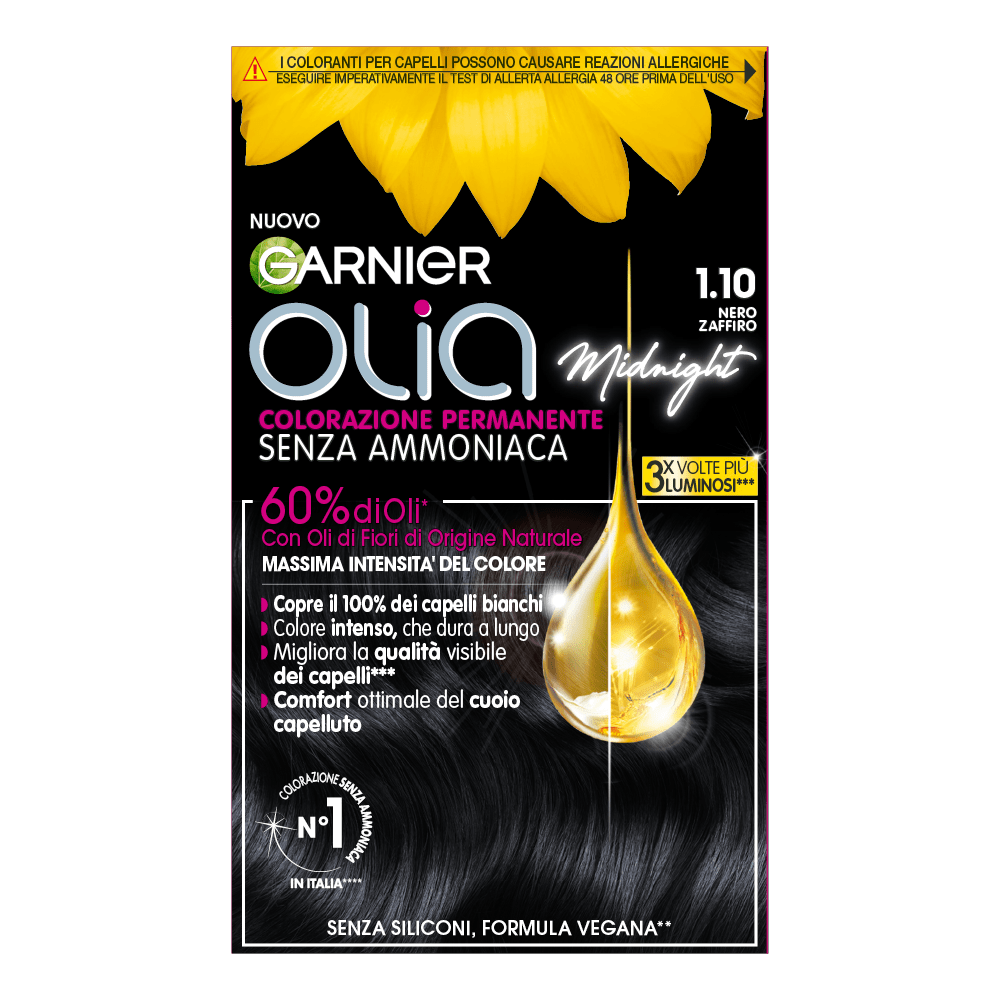 Garnier Olia Midnight Kit Colorazione Permanente Capelli 1.10 Nero Zaffiro