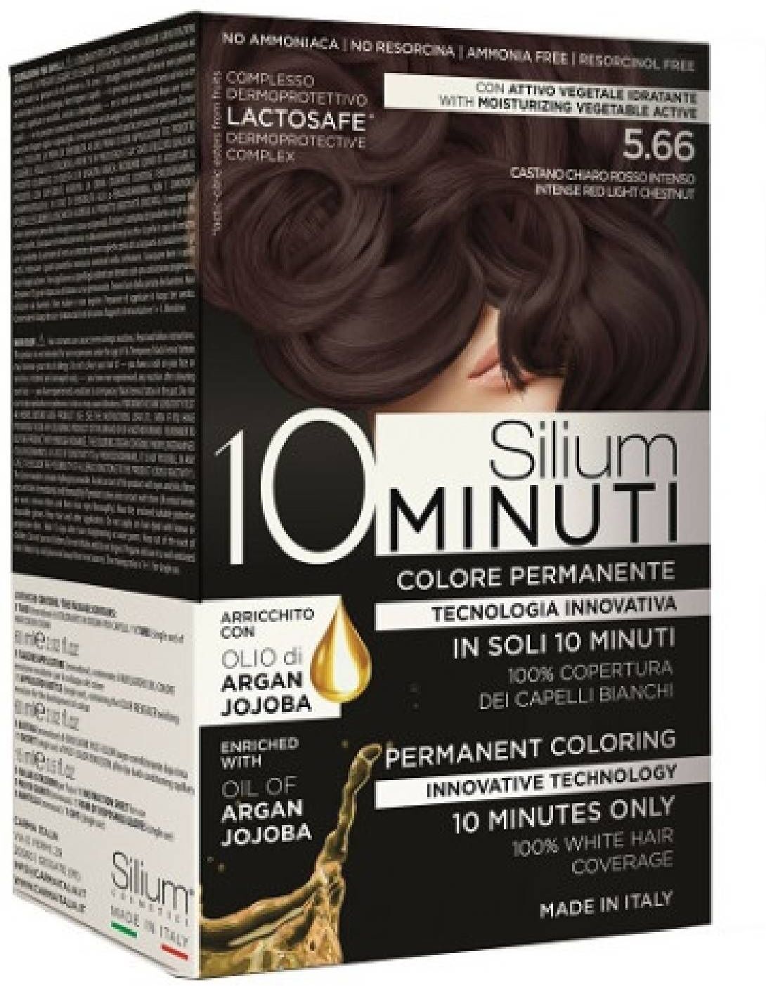 Silium 10 Minuti Colore Permanente Castano Rosso Intenso 5.66 135ml