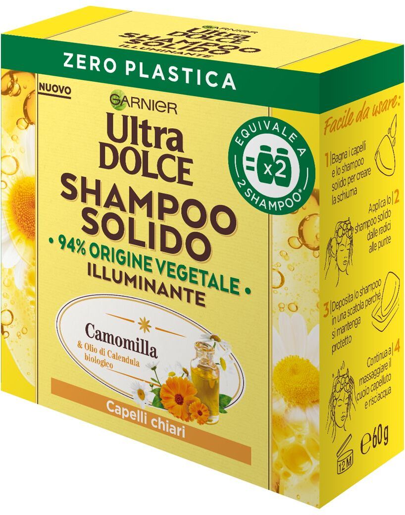 Garnier Ultra Dolce Shampoo Solido Camomilla Miele Illuminante Capelli Chiari 60gr