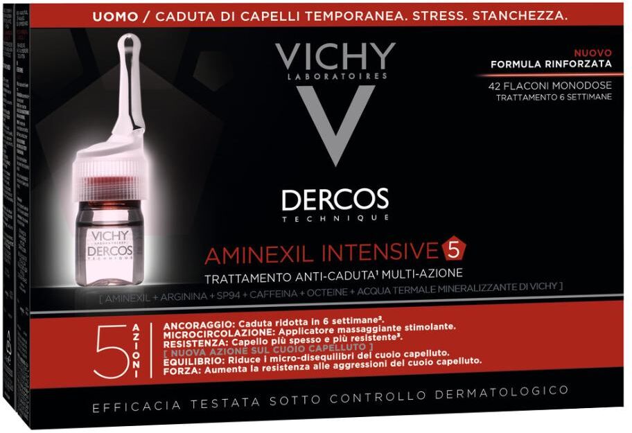 L'Oreal Vichy Dercos Aminexil Trattamento Anticaduta Uomo 42 fiale x 6 ml - Riduci la caduta dei capelli con efficacia