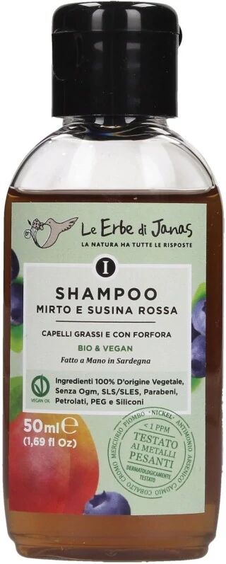 le erbe di janas Shampoo antiforfora Mini Shampoo Antiforfora per Capelli Grassi con Mirto e Susina