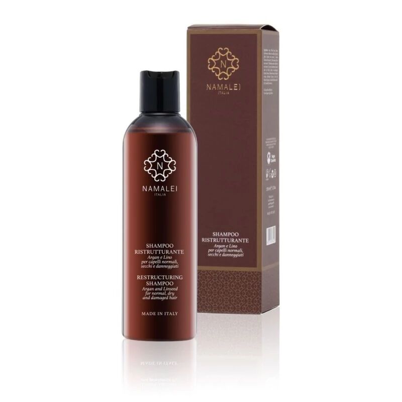 namalei Shampoo Capelli Secchi e Trattati Shampoo Ristrutturante Argan e Lino