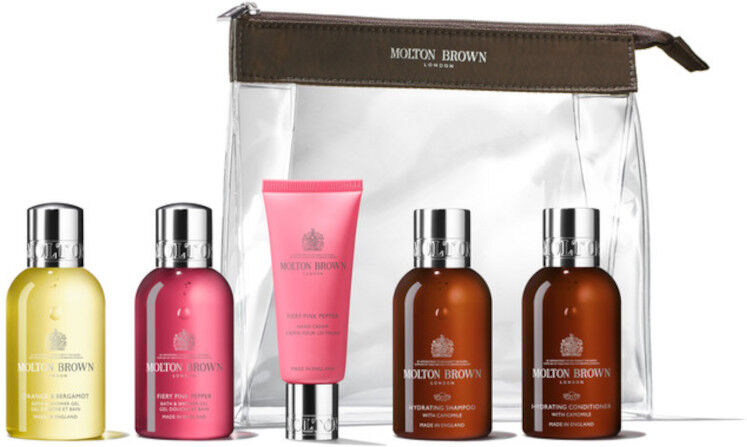 Molton Brown The Revived Voyager Body & Hair Carry-On Bag 2 x 100 ML Gel Doccia + 100 ML Shampoo + 100 ML Balsamo + 40 ML Crema Mani