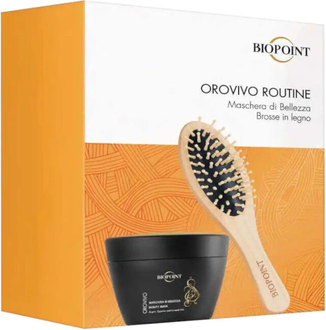 Biopoint Orovivo Maschera di Bellezza + Brosse in Legno 200 ML Maschera Capelli + Spazzola in Legno