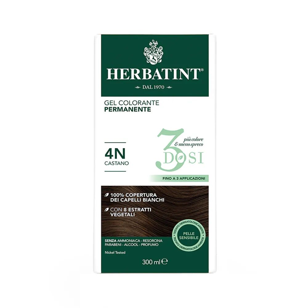 Herbatint Tintura Capelli Gel Permanente 3Dosi 4N Castano 300 ml