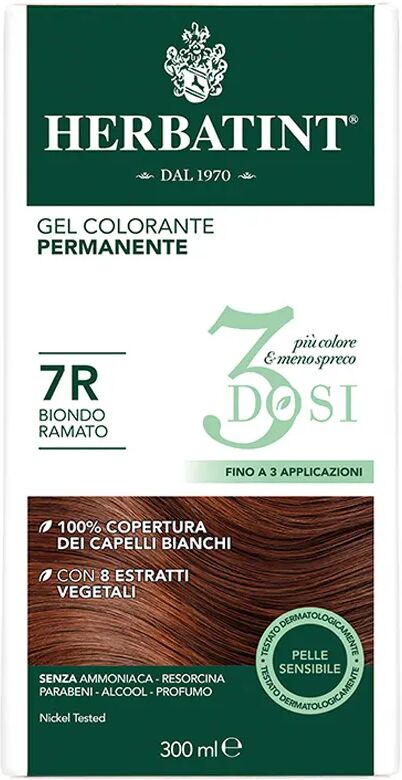 Herbatint Tintura Capelli Gel Permanente 3Dosi 7R Biondo Ramato 300 ml