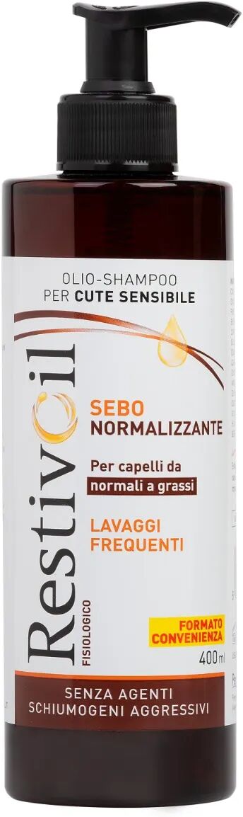 Restiv-Oil Restivoil Fisiologico Sebonormalizzante Olio Shampoo Antiforfora Capelli Grassi Lavaggi Frequenti 400 ml