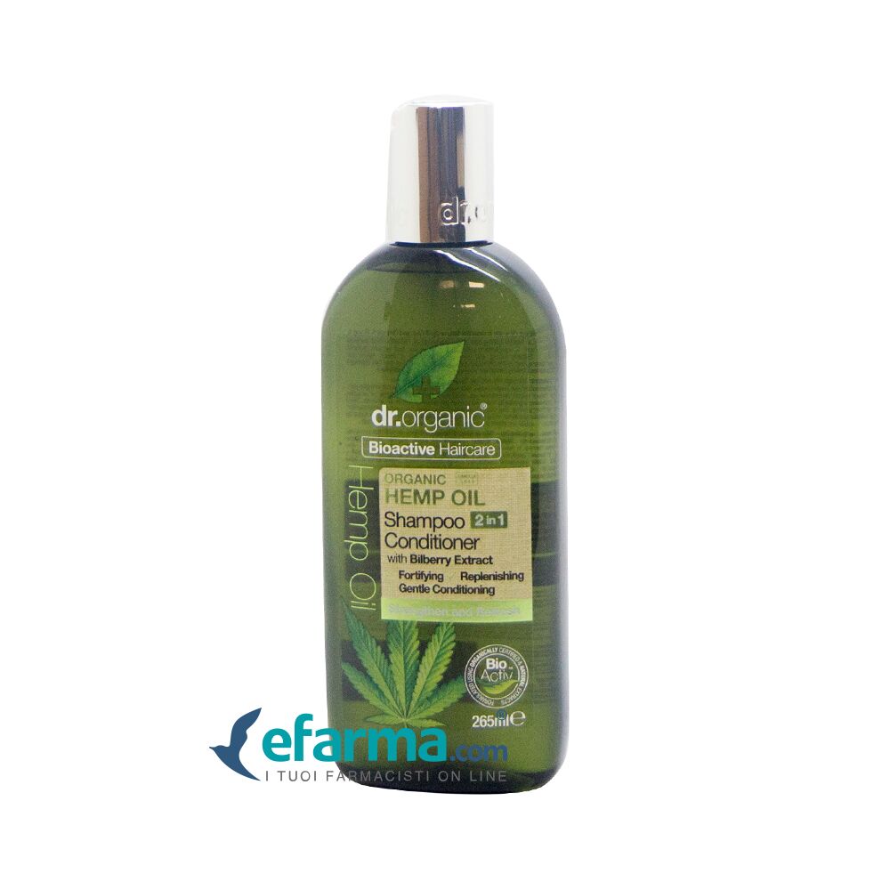 Dr. Organic Hemp Oil Shampoo+Balsamo Ristrutturante all'Olio di Canapa 265 ml