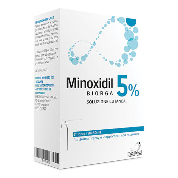 minoxidil Biorga 5% Soluzione Cutanea 3x60 ml