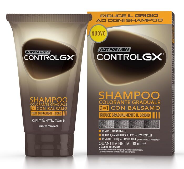 just for men Control Gx 2 In 1 Shampoo Con Balsamo Colorante 118 ml
