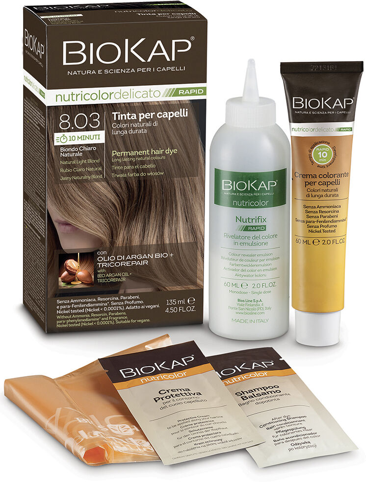 BIOKAP nutricolor delicato rapid 8,03 biondo chiaro naturale 135 ml