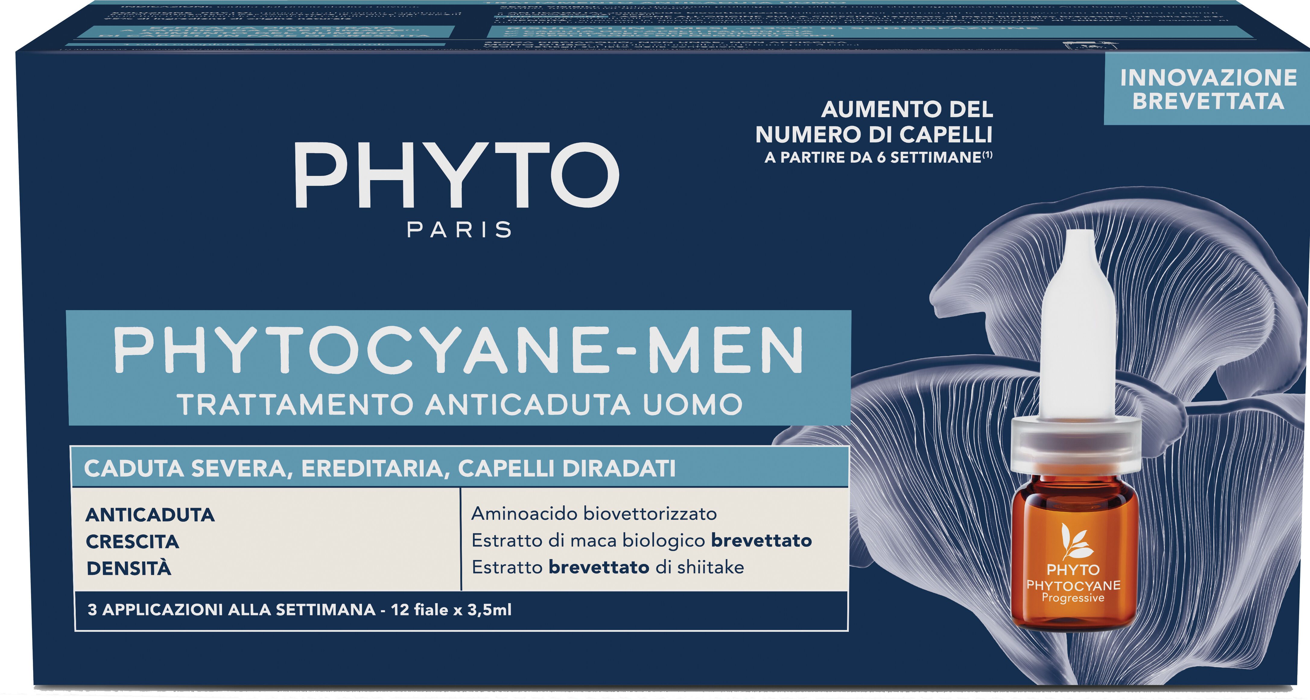 PHYTO cyane fiale uomo caduta severa 12 fiale da 5 ml