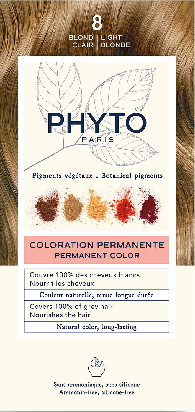 PHYTO Color kit 8 biondo chiaro 1 latte 50 ml + 1 crema 50 ml + 1 maschera 12 ml