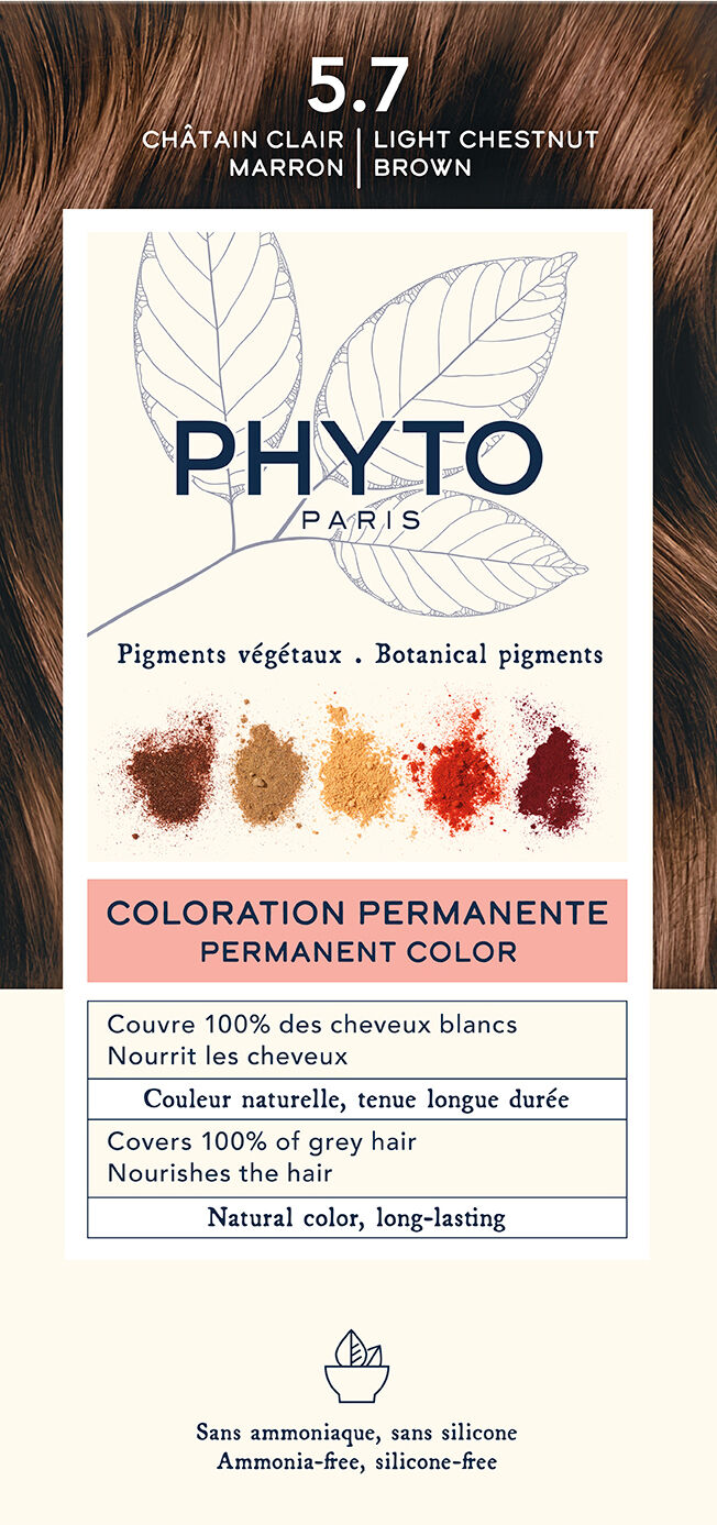 PHYTO Color kit 5,7 castano chiaro tabacco 1 latte 50 ml + 1 crema 50 ml + 1 maschera 12 ml