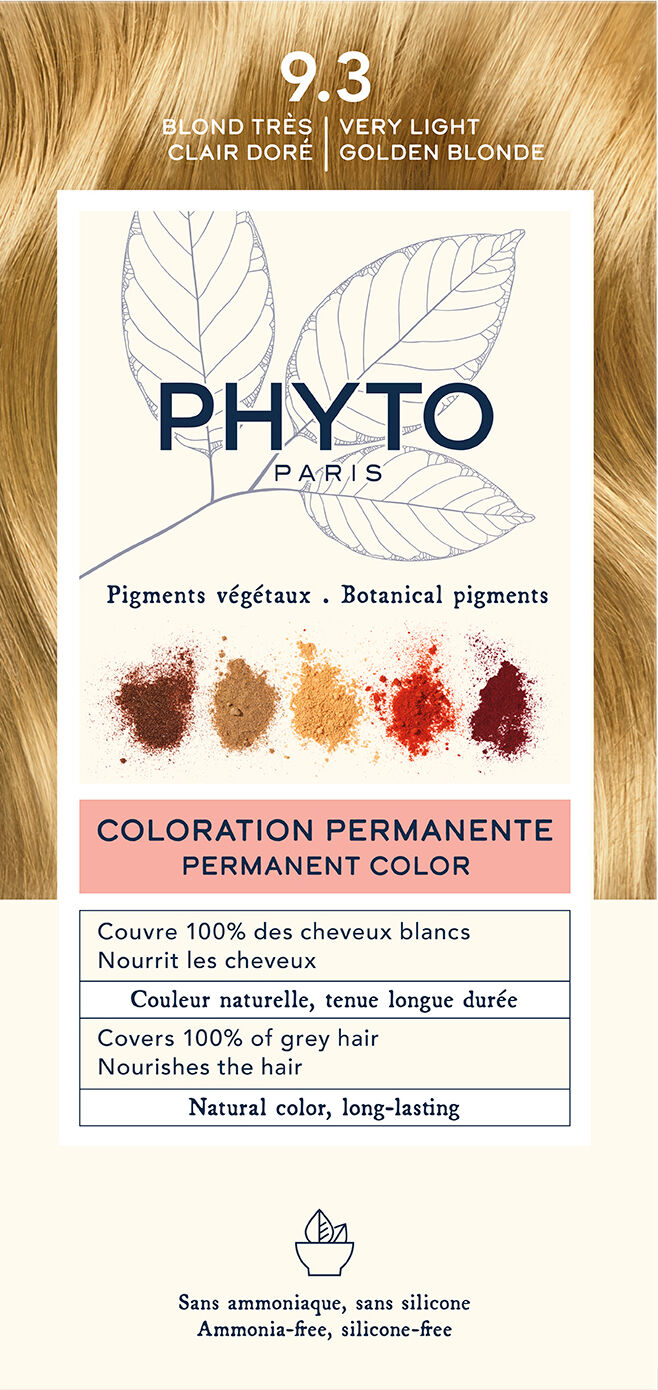 PHYTO Color kit 9,3 biondo chiarissimo dorato 1 latte 50 ml + 1 crema 50 ml + 1 maschera 12 ml