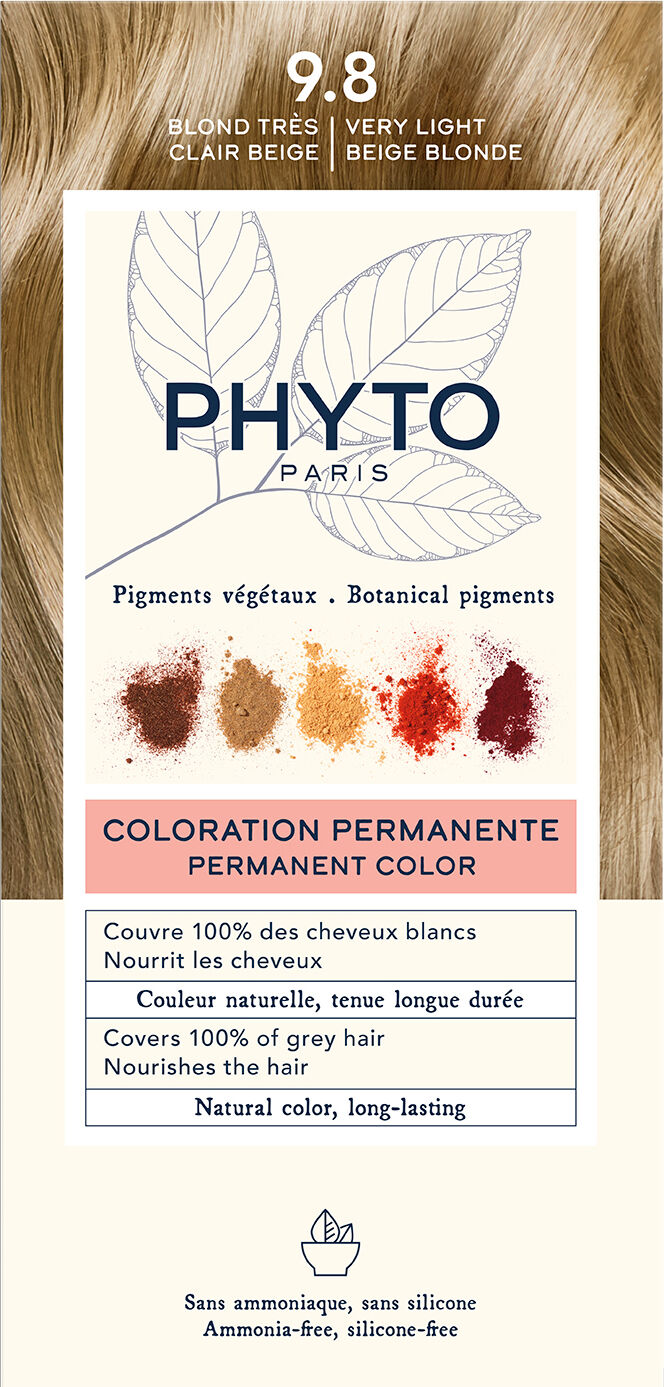 PHYTO Color kit 9,8 biondo chiarissimo cenere 1 latte 50 ml + 1 crema 50 ml + 1 maschera 12 ml