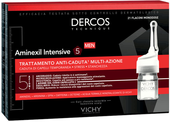 VICHY LABORATOIRES Dercos Technique - Men Aminexil Intensive 5 Trattamento Anti-Caduta Multi-Azione 21 Flaconi