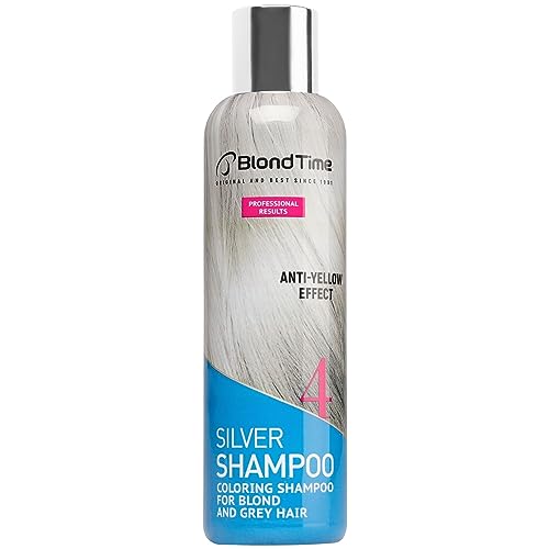 Blond Time Neutraliserende anti-gele shampoo, matterende shampoo voor grijs, wit of lichtblond haar, zilvereffect, blauwe shampoo, 200 ml