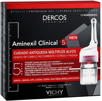 Dercos Aminexil Clinical 5 Ampolas Tratamento Antiqueda Homem 12unid.