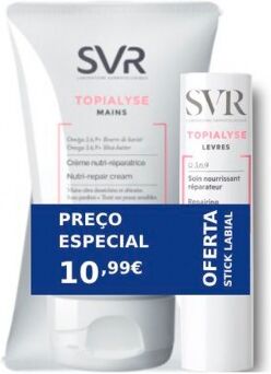 SVR Topialyse Creme Mãos 2x50ml + OFERTA SVR Topialyse Stick Labial 4g