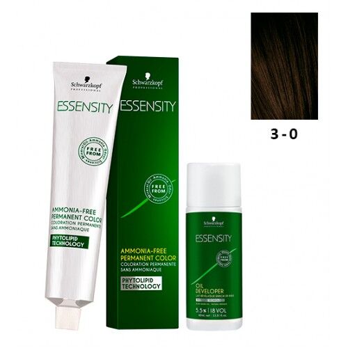 Schwarzkopf Essensity 3-0 Castanho Escuro Natural + Oxidante 18V