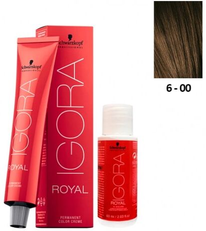 Schwarzkopf Igora Royal 6-00 Louro Escuro Natural Extra 60ml + Oxidante 20V