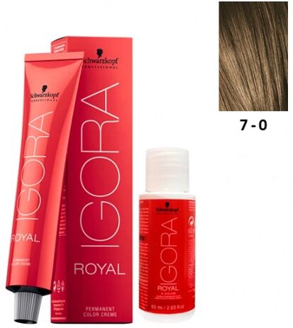 Schwarzkopf Igora Royal 7-0 Louro Médio 60ml + Oxidante 20V