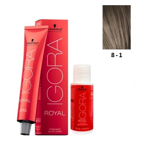 Schwarzkopf Igora Royal 8-1 Louro Claro Cinza 60ml + Oxidante 20V