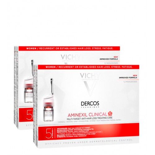 Vichy Dercos Aminexil Clinical 5 - 2x12 Ampolas - Mulher