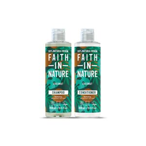 Faith In Nature Shampoo & Conditioner Set - Coconut - 2 X 400ml - Normal To Dry Hair - Natural, Vegan & Cruelty Free - Paraben And SLS Free