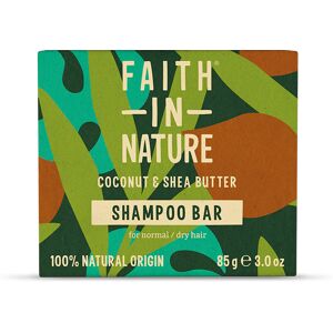 Faith In Nature Shampoo Bar - Coconut & Shea Butter - Dry/Very Dry Hair - Plastic Free Zero Waste - Natural Vegan & Cruelty Free - 85g