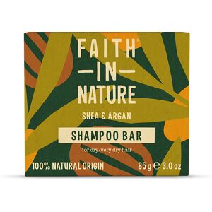 Faith In Nature Shampoo Bar - Shea & Argan - Dry/Very Dry Hair - Plastic Free Zero Waste - Natural Vegan & Cruelty Free - 85g