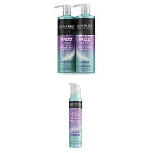 John Frieda Frizz Ease Weightless Wonder Shampoo & Conditioner & Featherlight Smoothing Crème: for Frizzy Hair, Anti-Frizz Haircare Bundle, 2x500ml, 1x100ml
