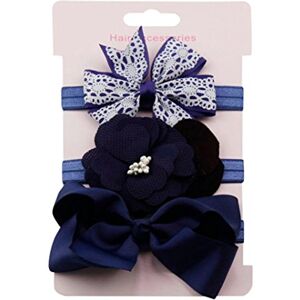 Kolylong Baby Kolylong 3Pcs Newborn Baby Girls Cute Elastic Floral Headband Sets Kids Bowknot Hairband Kit (H)