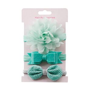 Kolylong Baby Kolylong 3Pcs Newborn Baby Girls Cute Elastic Floral Headband Sets Kids Bowknot Hairband Kit (M)