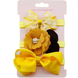 Kolylong Baby Kolylong 3Pcs Newborn Baby Girls Cute Elastic Floral Headband Sets Kids Bowknot Hairband Kit (G)