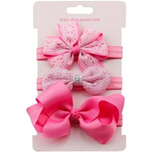 Kolylong Baby Kolylong 3Pcs Newborn Baby Girls Cute Elastic Floral Headband Sets Kids Bowknot Hairband Kit (D)