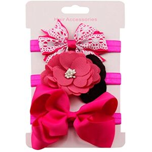 Kolylong Baby Kolylong 3Pcs Newborn Baby Girls Cute Elastic Floral Headband Sets Kids Bowknot Hairband Kit (I)