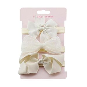 Kolylong Baby Kolylong 3Pcs Newborn Baby Girls Cute Elastic Floral Headband Sets Kids Bowknot Hairband Kit (F)