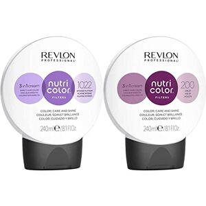 REVLON PROFESSIONAL Nutri Color Filters, Metallic Semi-Permanent Hair Color, 1022 Intense Platinum, 240 ml &  NUTRI COLOR FILTERS, Bright Semi-Permanent Direct Hair Dye, 200 Violet, 240 ml