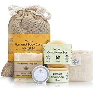 The Natural Spa Hair and Body Wash Set Citrus Shampoo, Conditioner & Soap Bar, Deodorant, Face Flannel, Travel bag