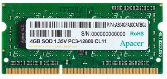 Apacer 4 GB SO-DIMM DDR3 - 1600MHz - (AS04GFA60CATBGJ) Apacer CL11