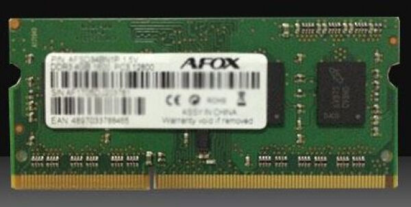 AFOX 8 GB SO-DIMM DDR3 - 1333MHz - (AFSD38AK1L) AFOX Value RAM LV